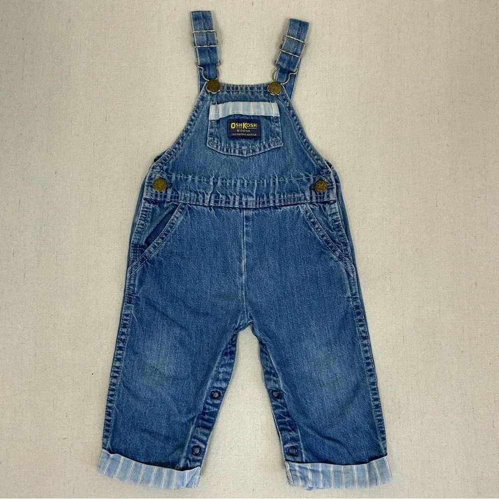 OshKosh B'gosh Vintage 80’s Baby Blue Classic Denim Overalls Sz 12 M
